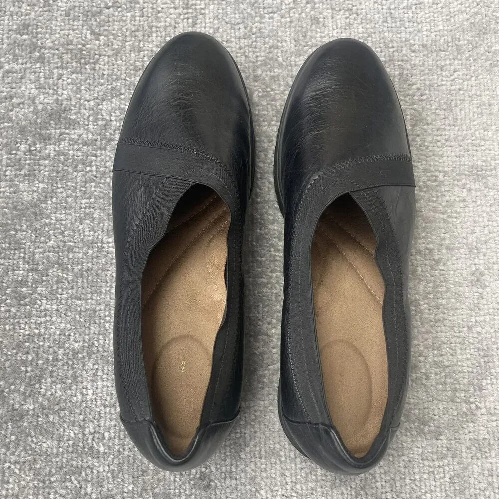 Clarks Shoes Womens Size 9 Black Leather Bellevue Cedar Lightweight Foam Bottom